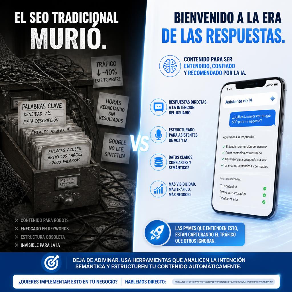 El SEO tradicional murió. Y tú sigues escribiendo como si Google fuera un bibliotecario de 1990. 📚❌